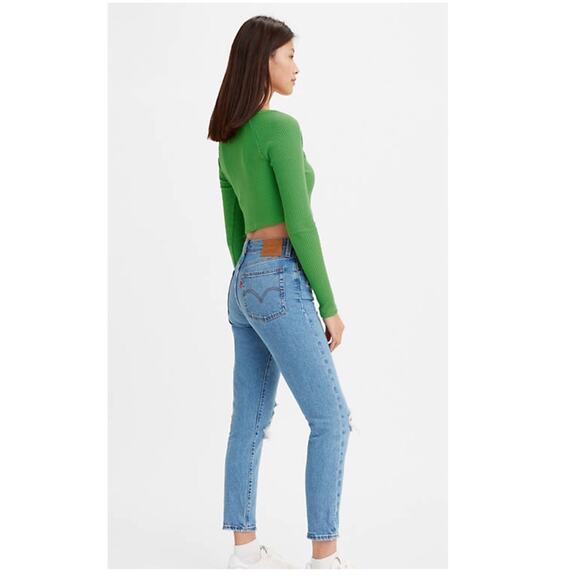 NWT Levi’s Wedgie Straight Leg High Waist Distressed Jeans 24 Jazz Devoted Wash - Picture 9 of 9